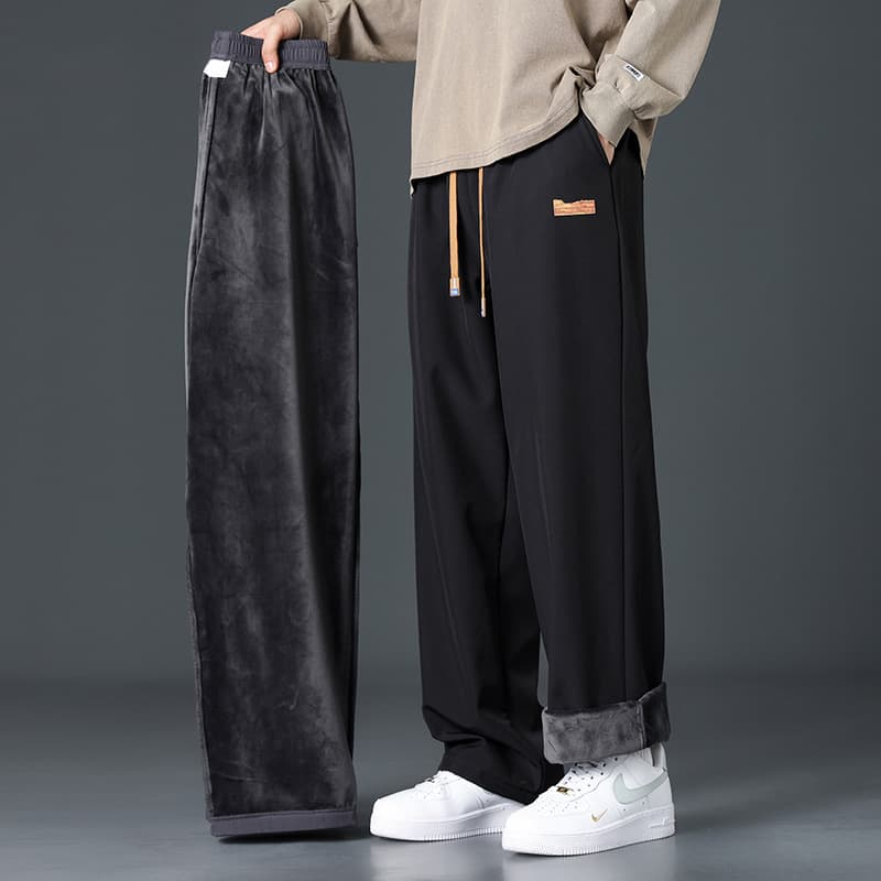 メンズジャージ専門店 裏起毛ストレート ゆったりロングパンツ