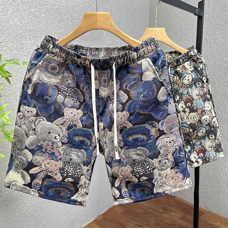 メンズジャージ専門店 くまぬいぐるみ柄リラックスショートパンツ